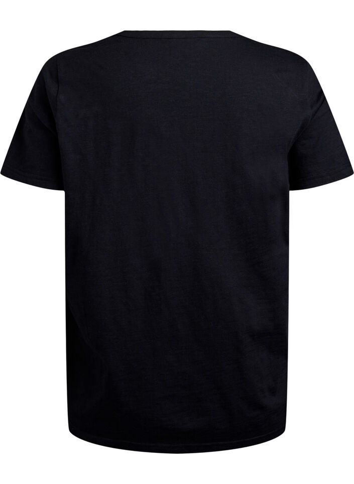 T-skjorte med knappdetalj, Svart, Packshot image number 1