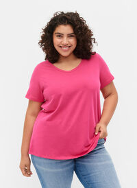 Ensfarget basis T-skjorte i bomull, Beetroot Purple, Model