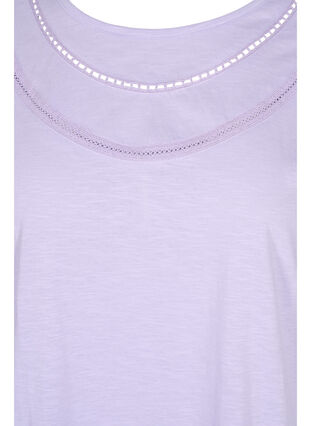 T-skjorte av bomull med blondekant, Lavender, Packshot image number 2