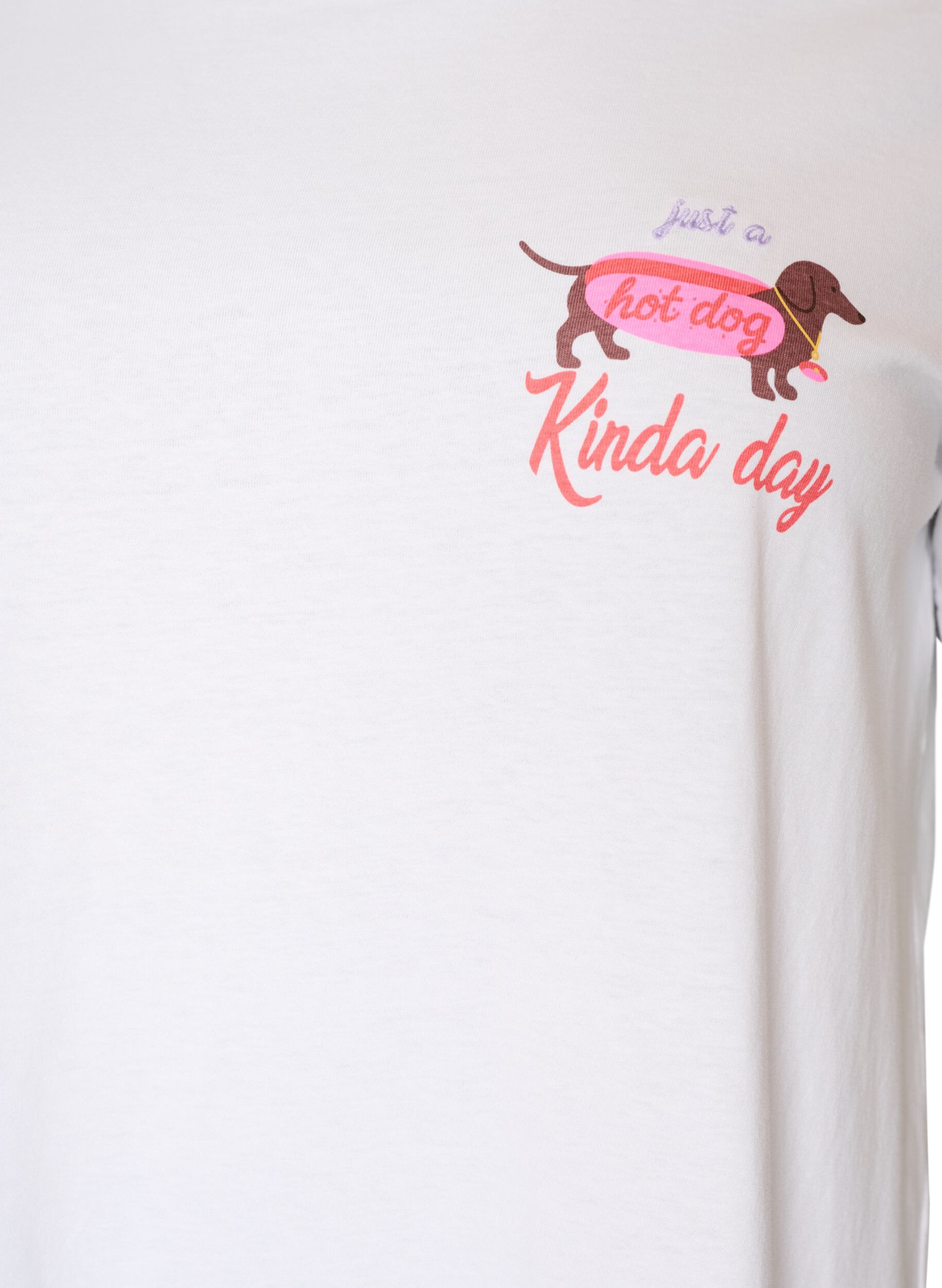 ZizziBomulls T-skjorte med trykk p&aring; brystet, Hvit, Packshot image number 2