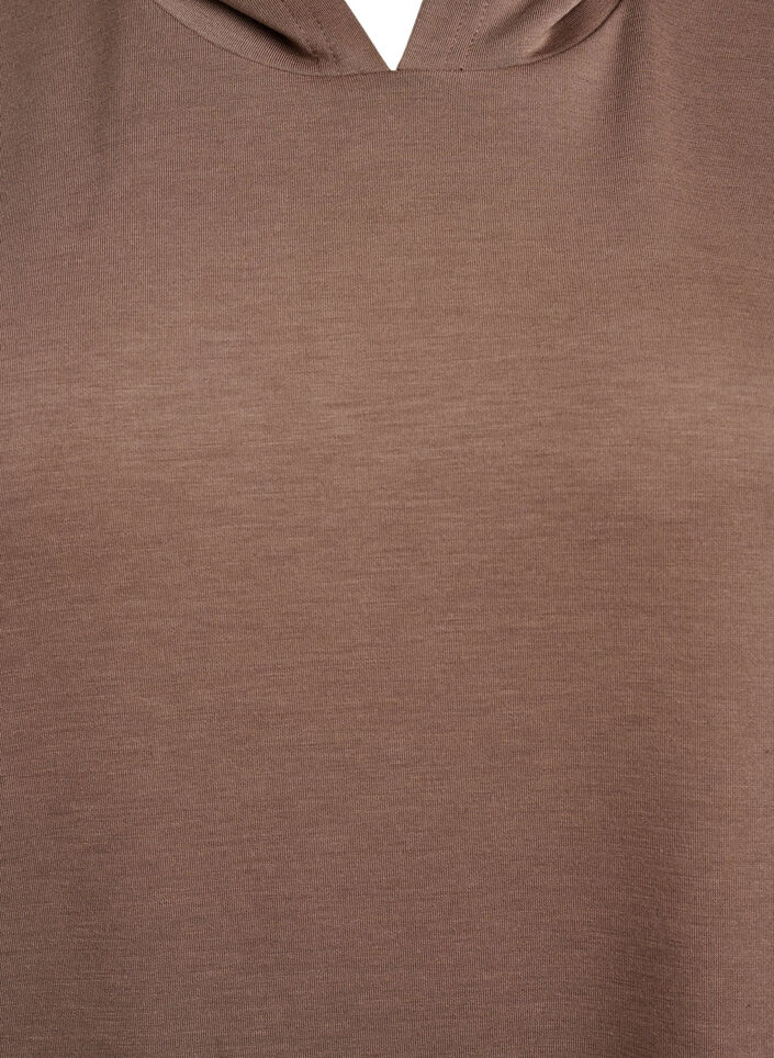 Kortermet kjole i modalblandet sweatshirtkvalitet, Brun, Packshot image number 2