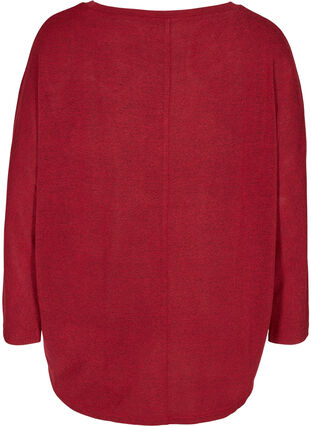 Ensfarget bluse med lange ermer, Red, Packshot image number 1