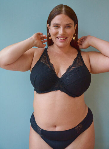 Zizzi Vattert blonde-BH med spiler, Svart, Image image number 0