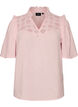Bluse i bomullsmusselin med broderie anglaise og 1/2 ermer, Rosa, Packshot image number 0