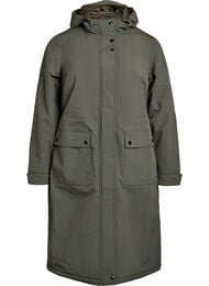 Parka med hette og justerbar midje, Black Olive