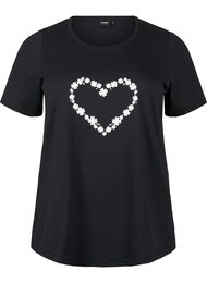 FLASH - T-skjorte med motiv, Black Flower Heart 