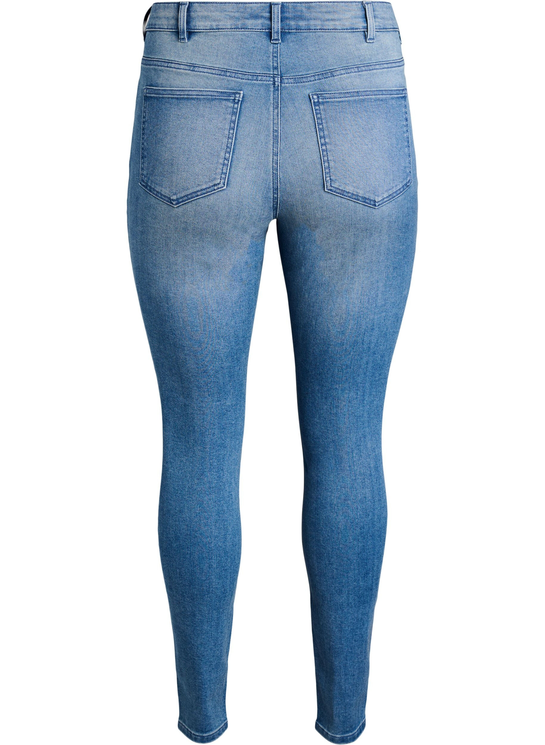 Zizzi Super slim Amy jeans med h&oslash;y midje, Bl&aring;, Packshot image number 1