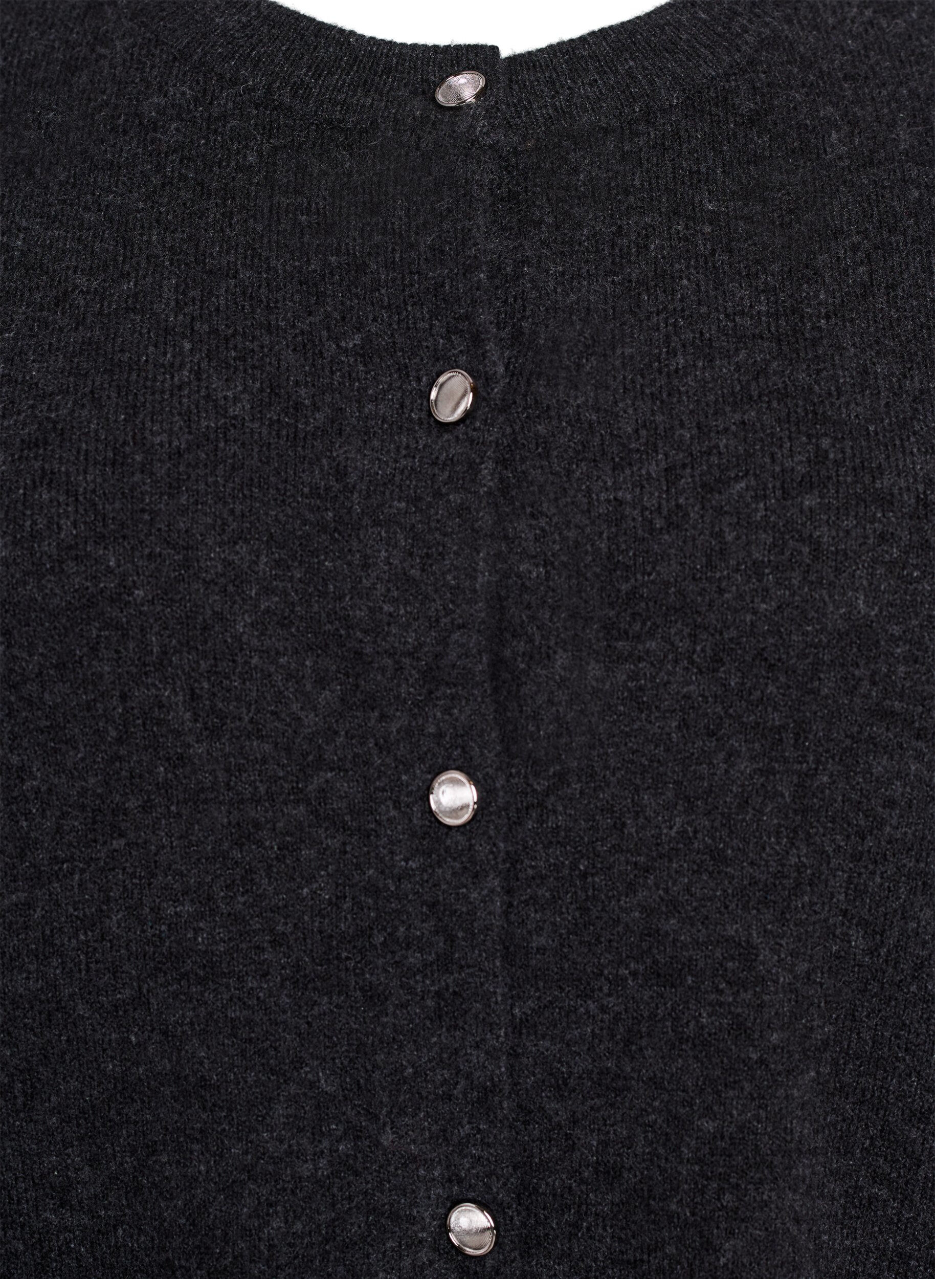 Zizzi Strikket cardigan med korte ermer, Gr&aring;, Packshot image number 2