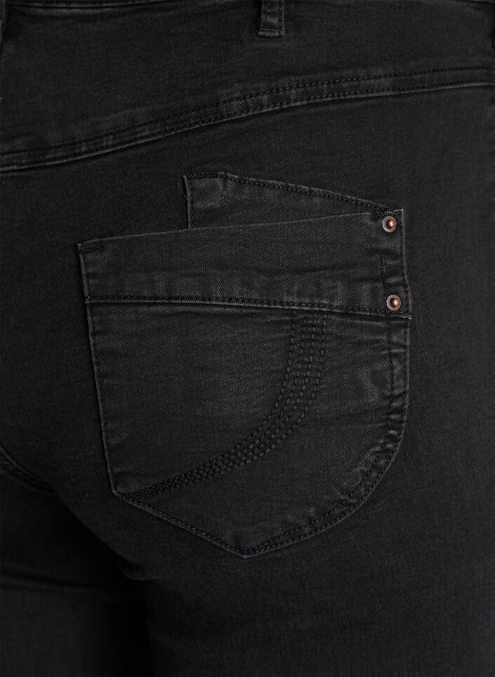 Regular fit Gemma jeans med h&oslash;y midje, Svart, Packshot image number 3