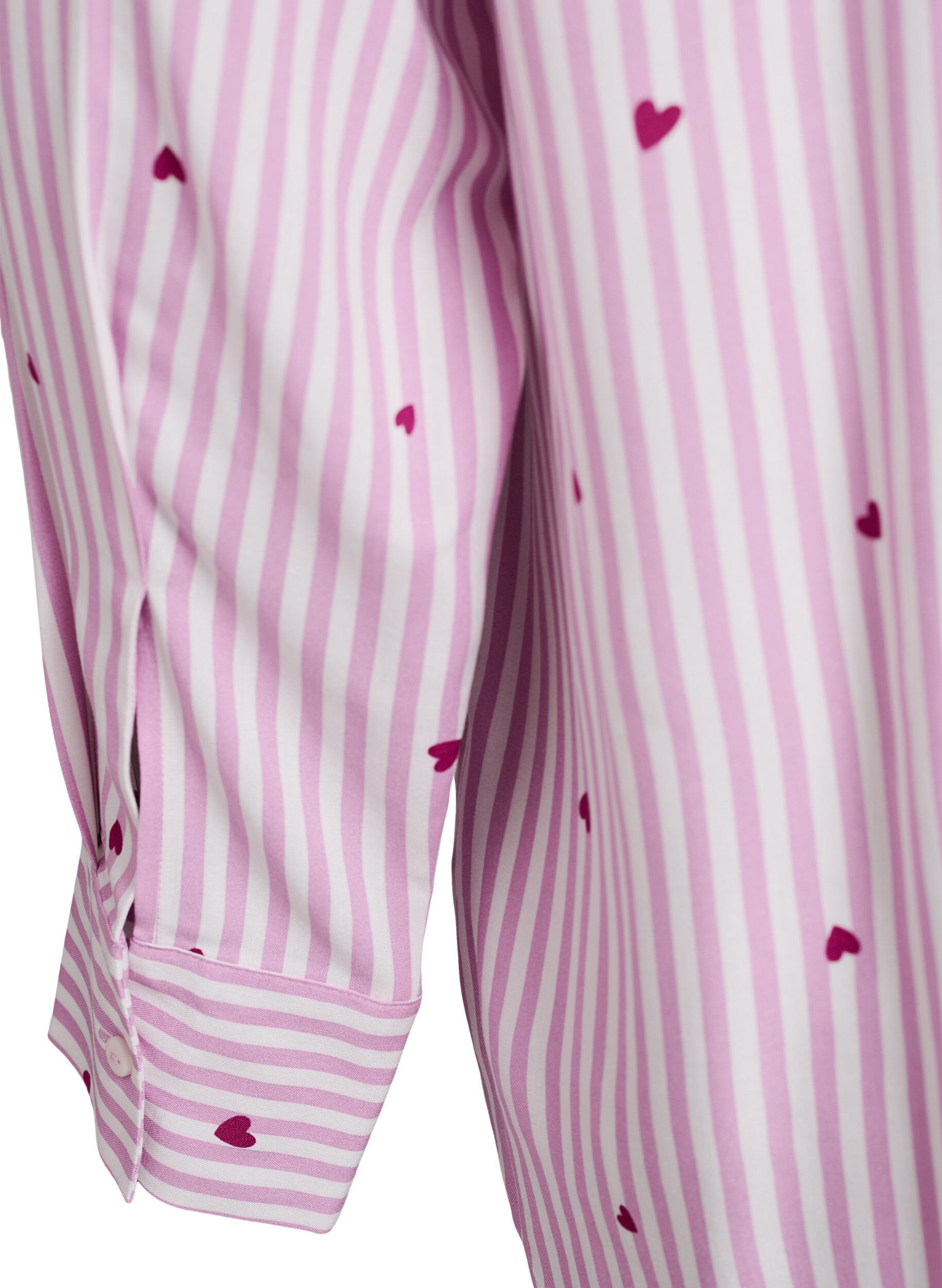 ZizziNattkjole med striper og hjerter, Rosa, Packshot image number 3