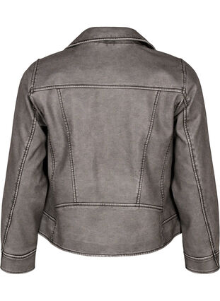 Zizzi Jakke i kunstskinn med slitt look, Dark Grey Wash, Packshot image number 1