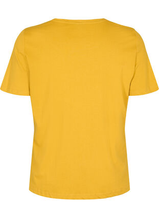 Kortermet T-skjorte i bomull med trykk, Harvest Gold, Packshot image number 1