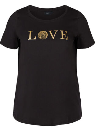 T-skjorte med trykk, Black w. Love, Packshot image number 0