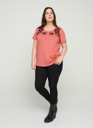 Kortermet T-skjorte med mønster, Faded Rose, Model image number 2