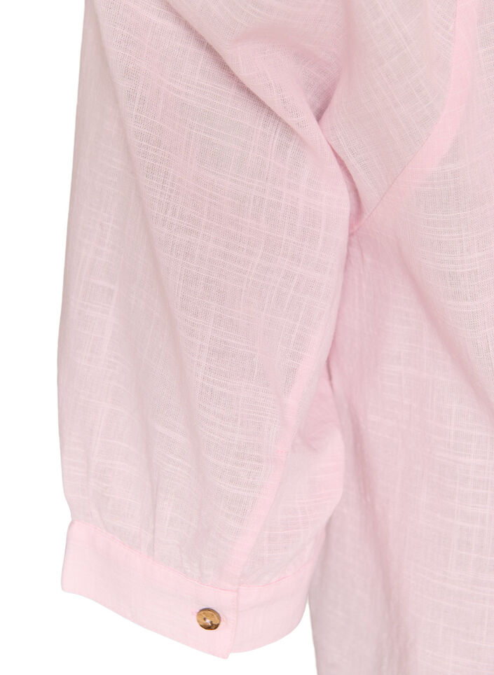 Bomullstunika med V-hals, Rosa, Packshot image number 3