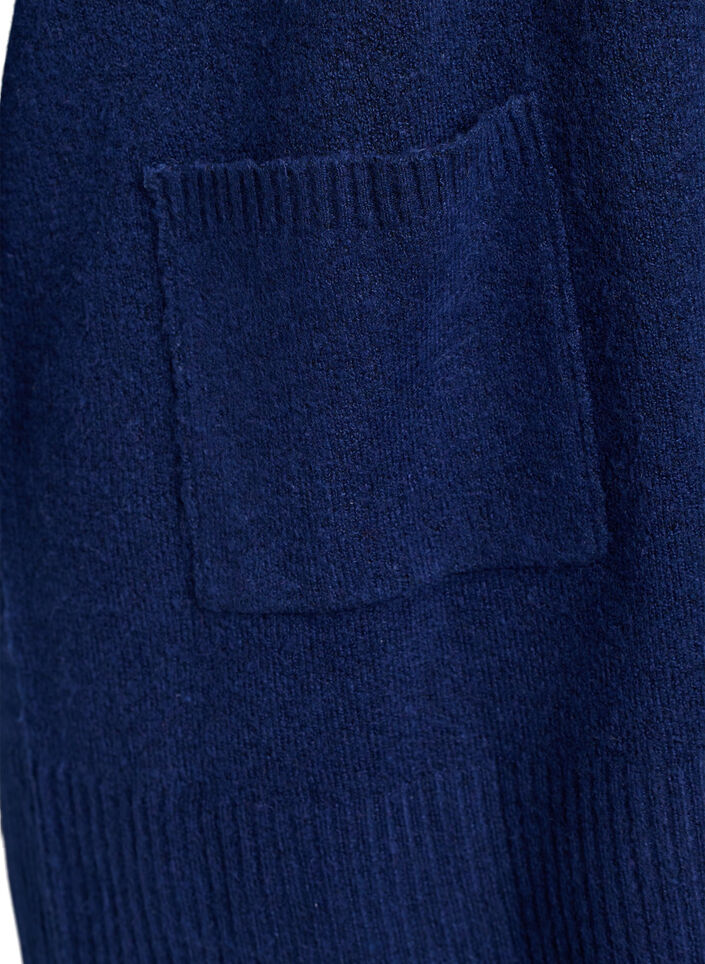 Ribbestrikket cardigan med lommer, Bl&aring;, Packshot image number 3