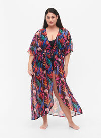 Strandkimono med mønster, Bright Leaf, Model