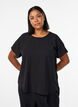 Kortermet bluse med rund hals, Svart, Model image number 0