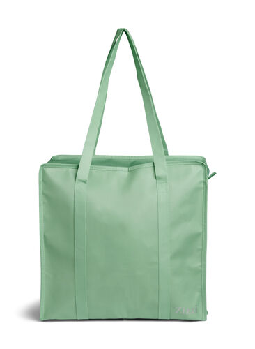Zizzi Handleveske med glidelås, Grønn, Packshot image number 0
