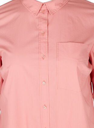 Lang bomullsskjorte med lomme på brystet, Blush, Packshot image number 2