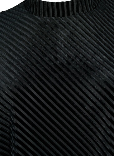 Strukturmønstret kjole i velur, Black, Packshot image number 2