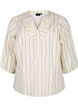 Bomullsbluse med striper og trekvartlange ermer, Eggnog Stripe, Packshot image number 0