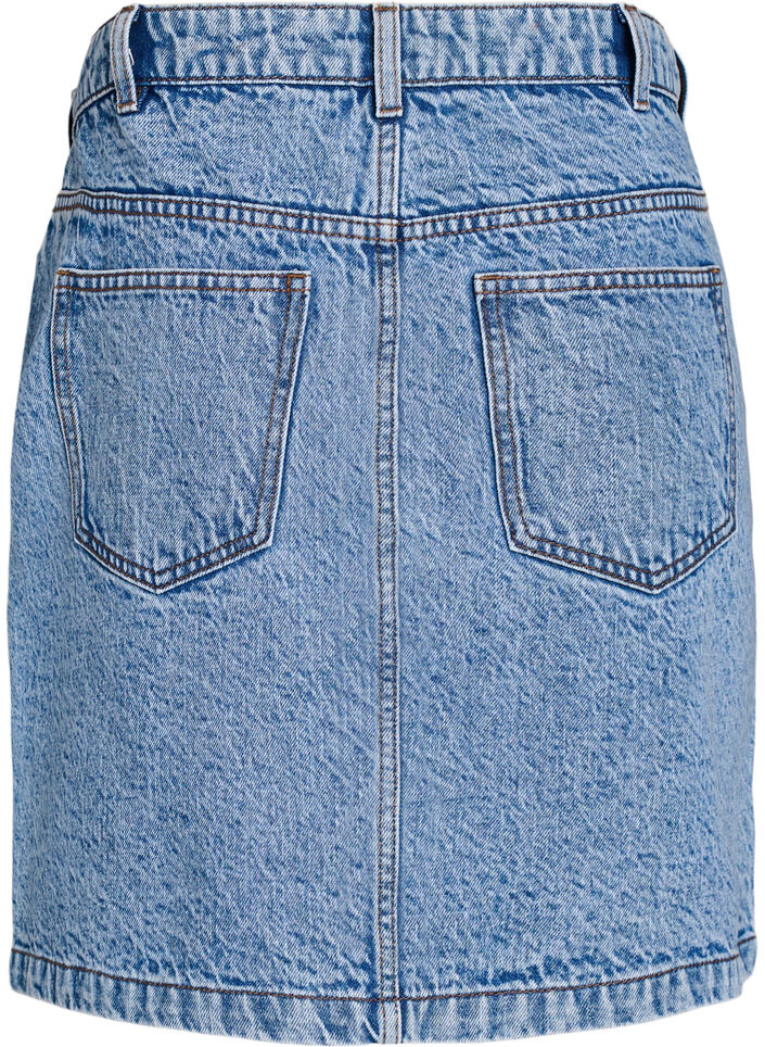 Kort denimskj&oslash;rt med lommer, Bl&aring;, Packshot image number 1