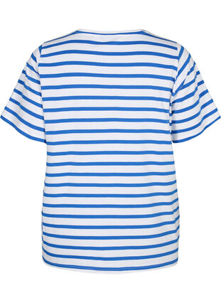 Stripete T-skjorte i bomull, Blue Stripes, Packshot image number 1