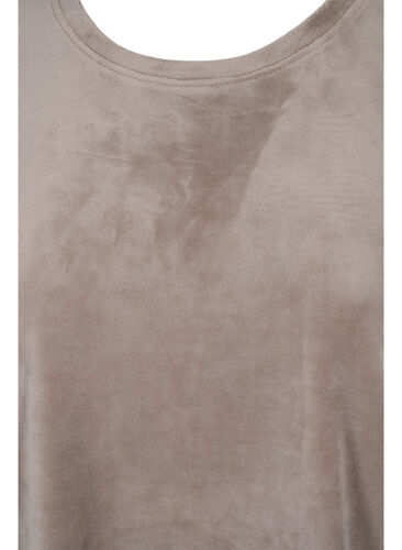 Kortermet T-skjorte i velur, Taupe Gray, Packshot image number 2