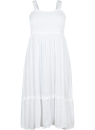 Midikjole i viskose med smock, Bright White