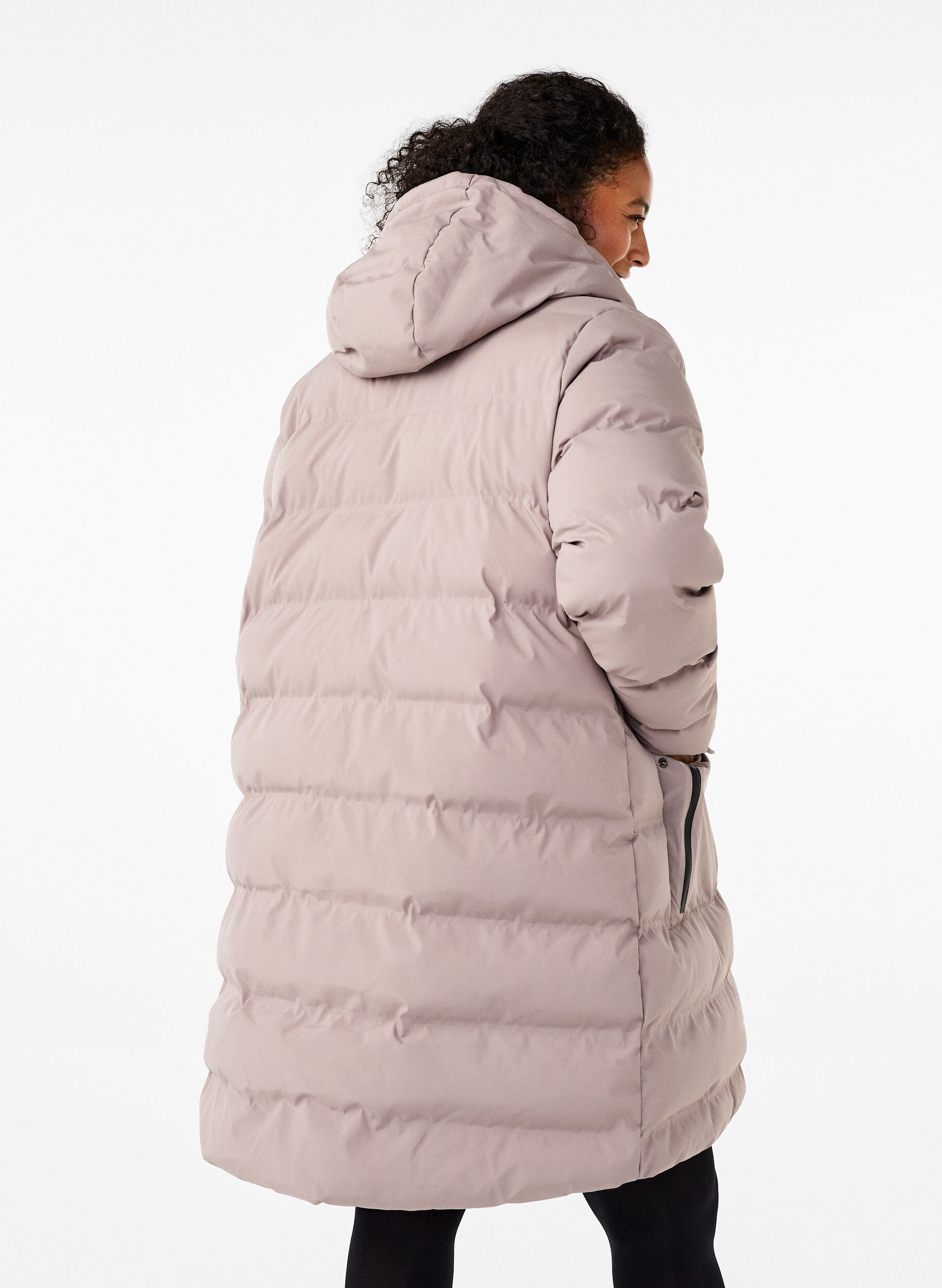 ZizziPufferjakke med hette og lommer, Beige, Model image number 2