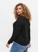 Ribbet cardigan med knyting, Black, Model image number 1