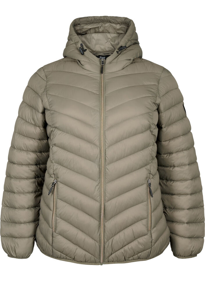 Lett jakke med hette, Brun, Packshot image number 0