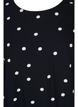 Blomstrete viskosekjole med korte ermer, Black Dot, Packshot image number 2