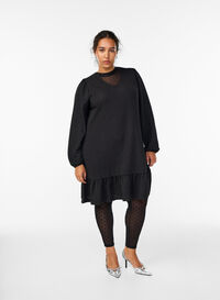 Mesh-leggings med velurdotter, Svart Mesh-leggings med velurdotter, Svart, Model