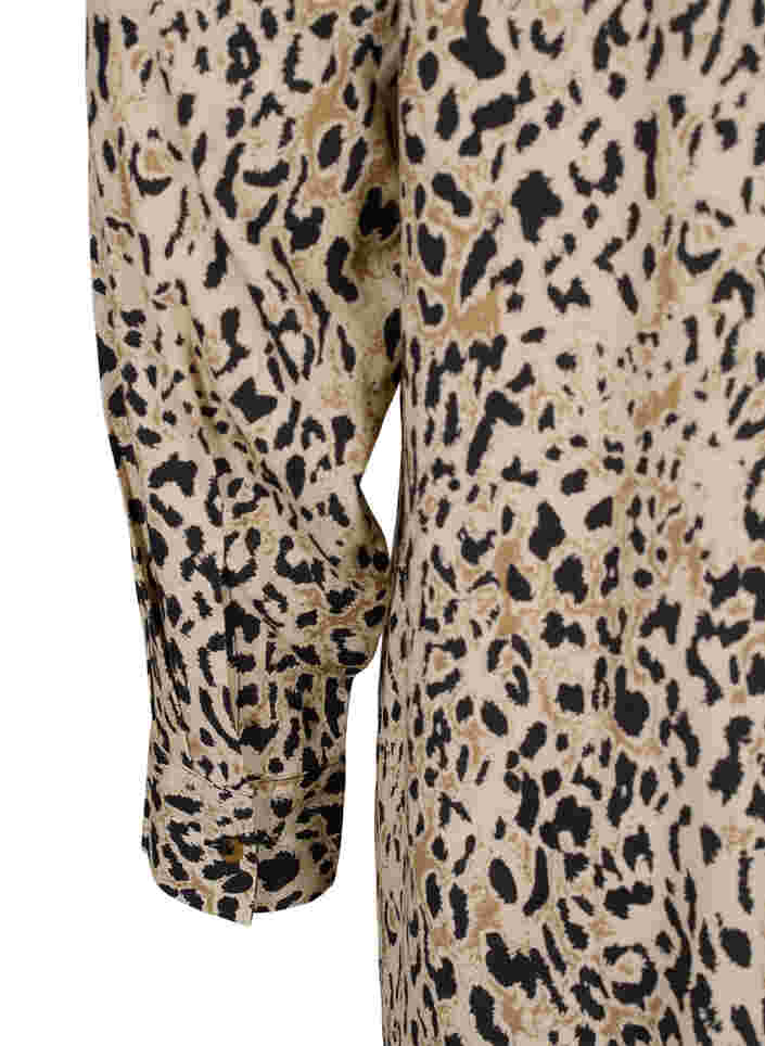 Leopardmønstrete tunika med lange ermer i viskose, Humus Leo, Packshot image number 3