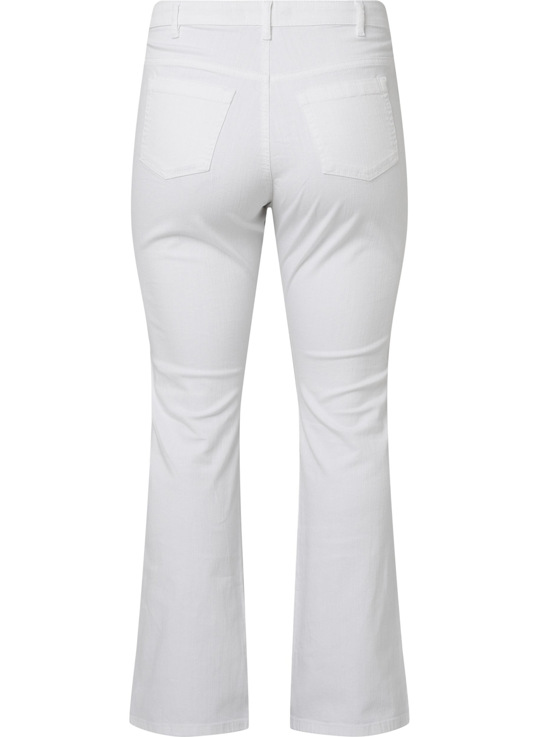 Zizzi Ellen bootcut jeans med h&oslash;yt liv, Hvit, Packshot image number 1