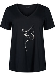 T-skjorte i bomull med paljetter, Black W. Face