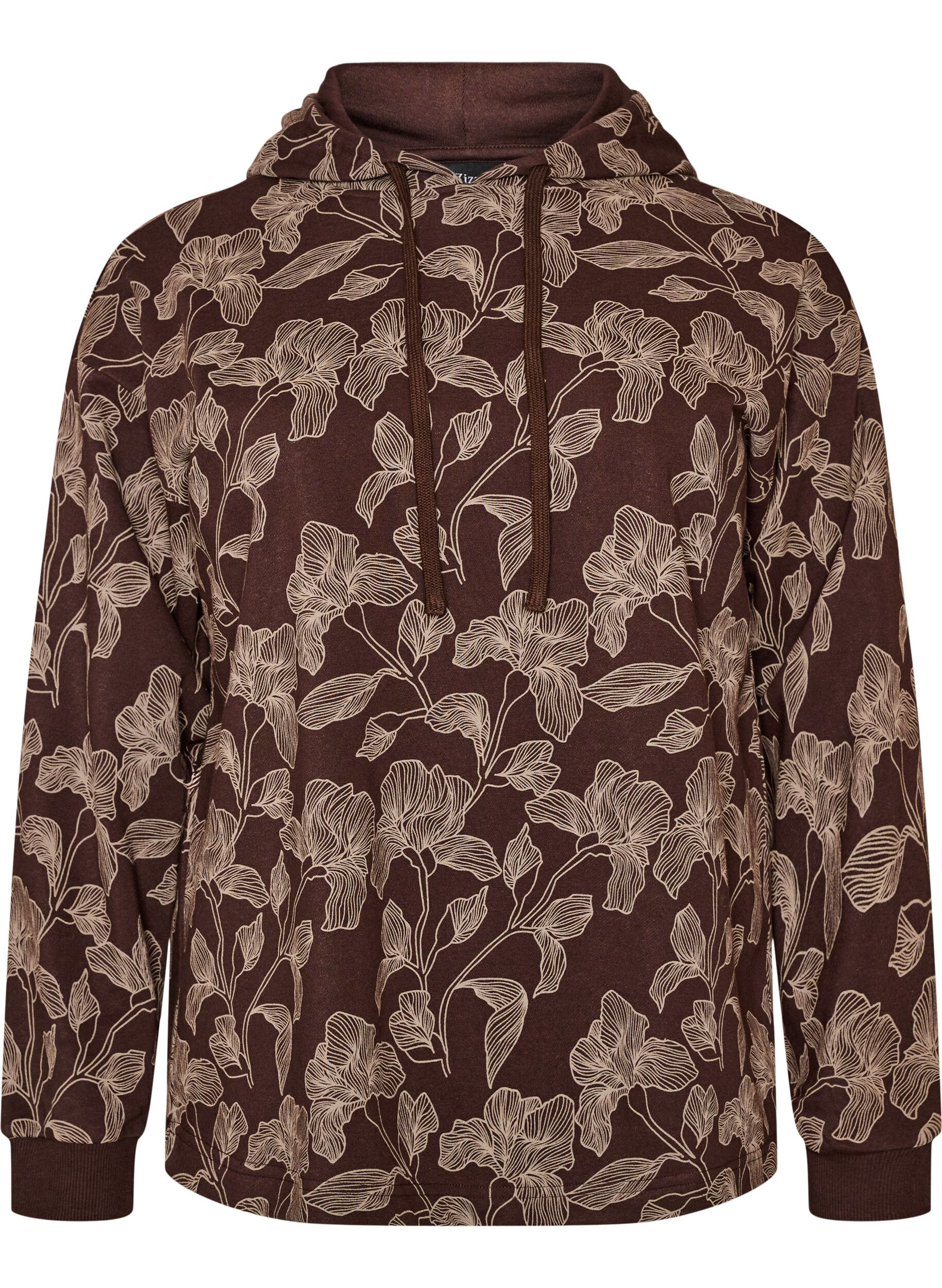 ZizziHettegenser med trykk over hele plagget, Brun, Packshot image number 0
