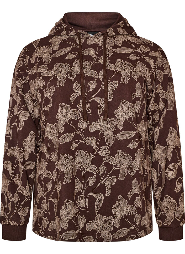 Hettegenser med trykk over hele plagget, Brun, Packshot image number 0