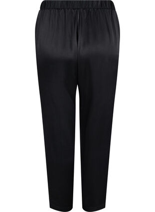 Løse bukser med lommer og strikkant, Black, Packshot image number 1