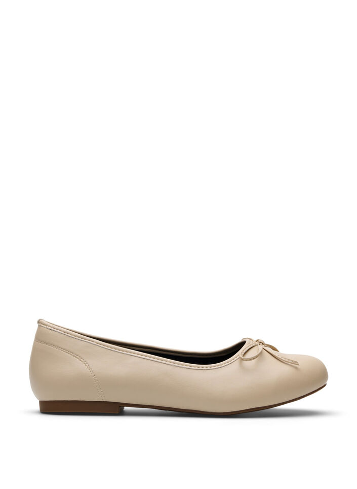 Wide fit - Ballerinas med en sløyfe, Tapioca, Packshot