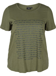 T-skjorte med trykk i organisk bomull, Thyme Melange