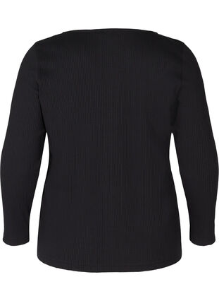 Bluse med 7/8-ermer og knapper, Black, Packshot image number 1