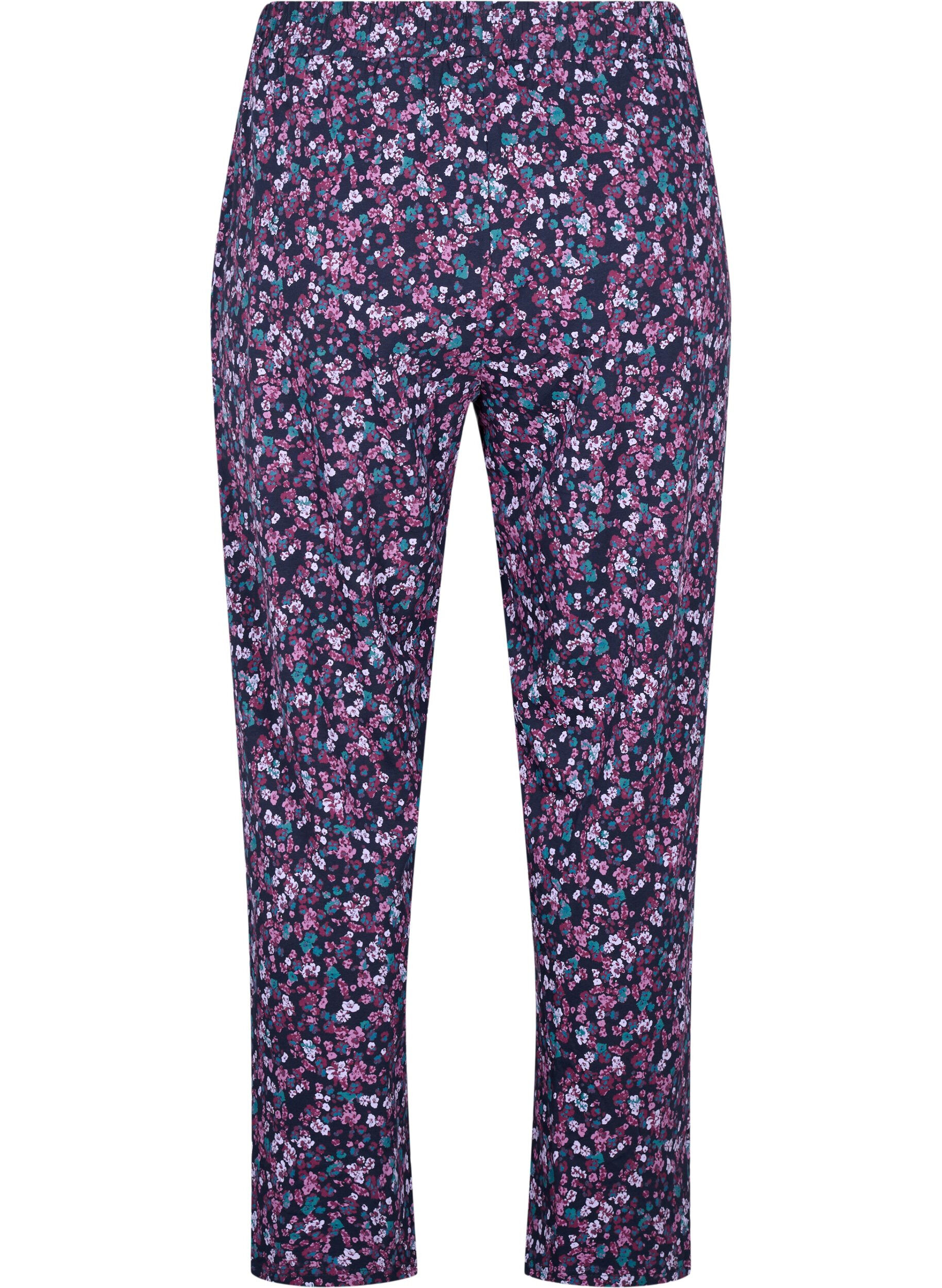 Zizzi Bomull Pyjamas bukser med utskrift, Bl&aring;, Packshot image number 1