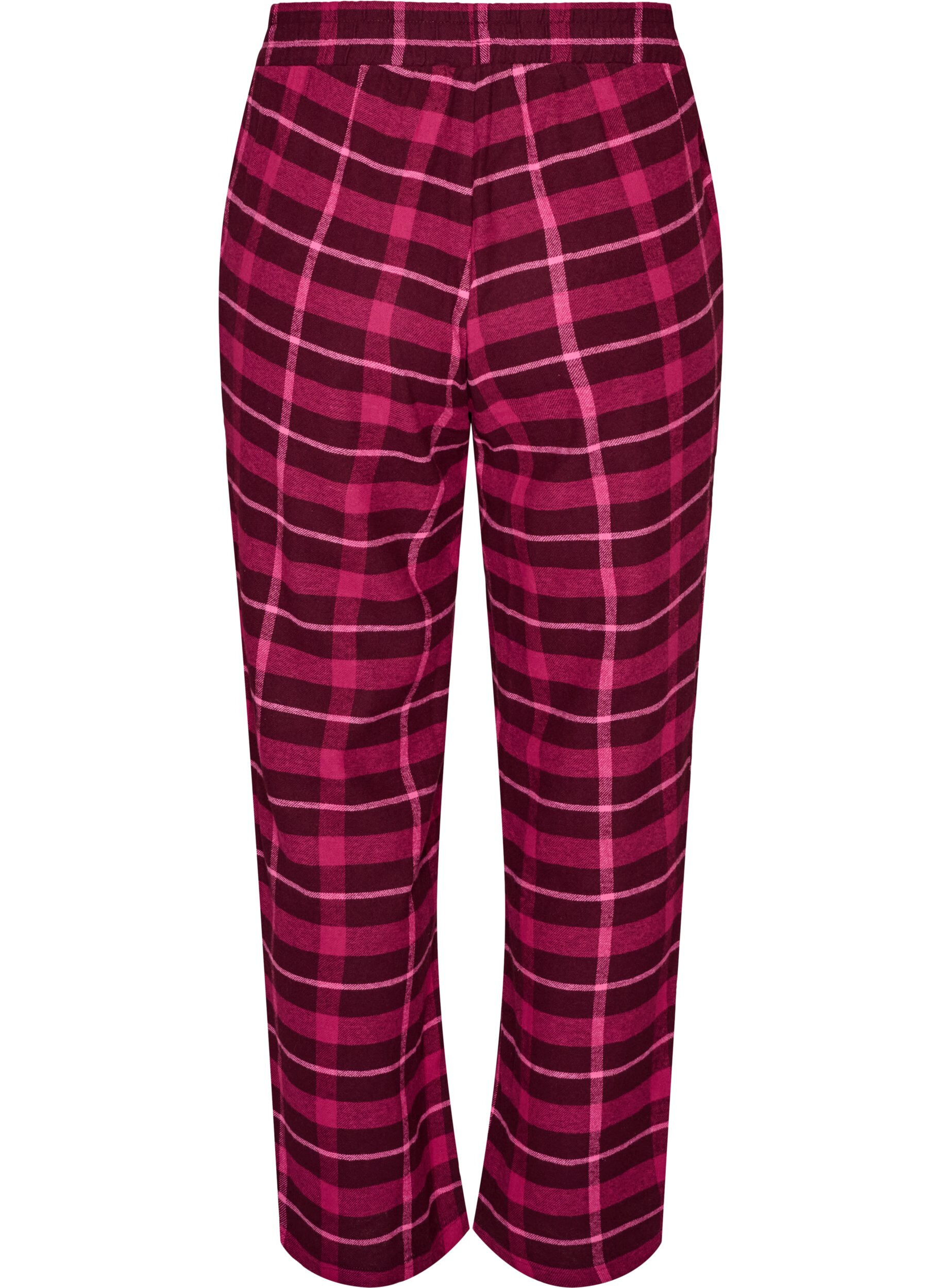 ZizziRutete bomulls pyjamasbukser, R&oslash;d, Packshot image number 1