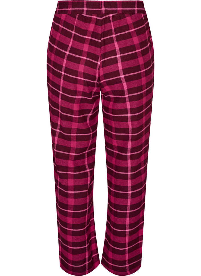 Rutete bomulls pyjamasbukser, R&oslash;d, Packshot image number 1