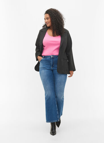 Basis tanktopp i en ribbet struktur, 2 stk., Wild Orchid/Navy, Model image number 2