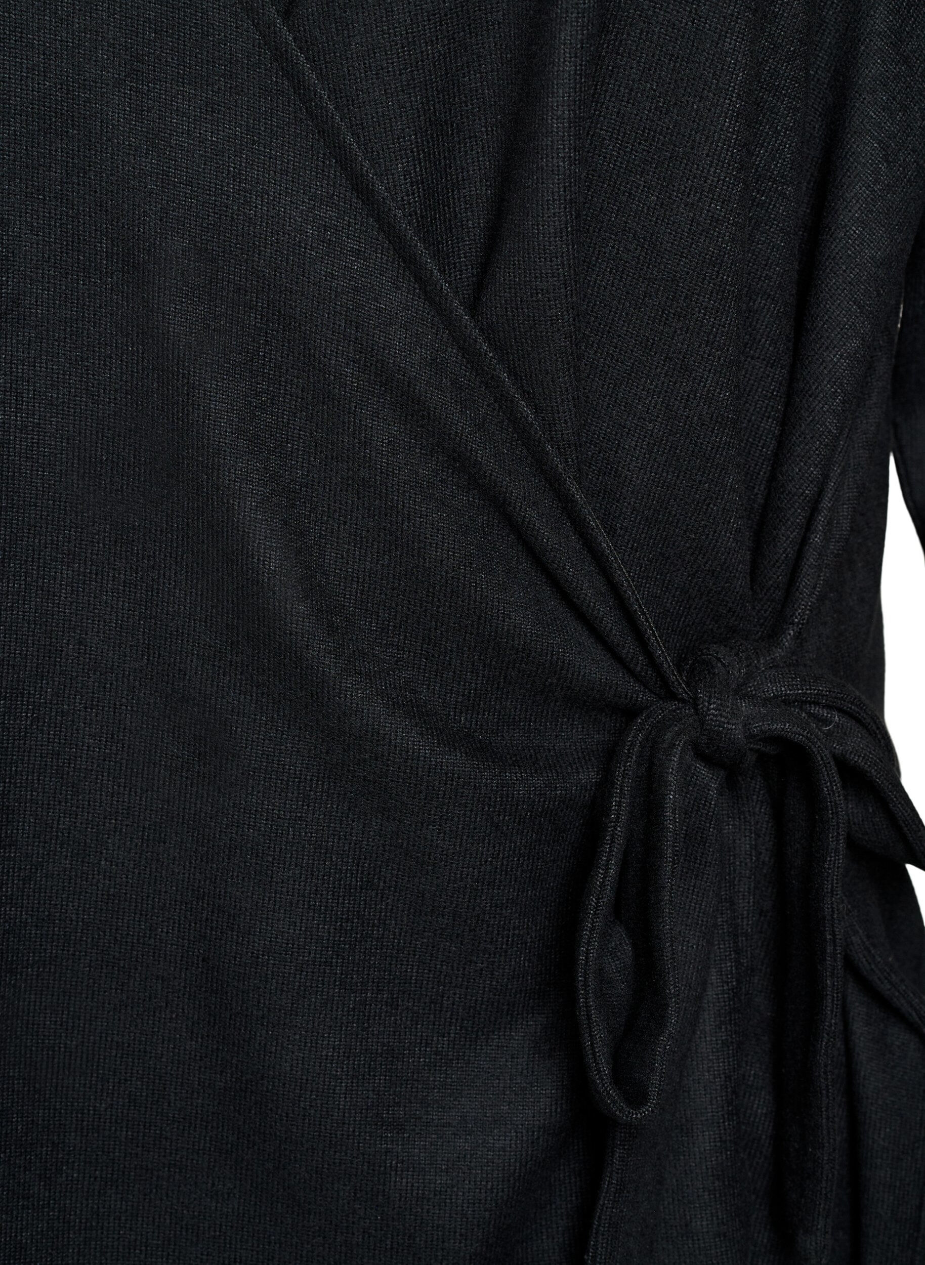 ZizziJersey-wrap bluse med knytebelte, Svart, Packshot image number 2
