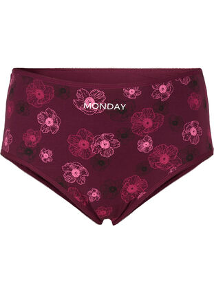 Zizzi 7-pack hipstertruse med vanlig midje, Mørk Bordeaux, Packshot image number 2